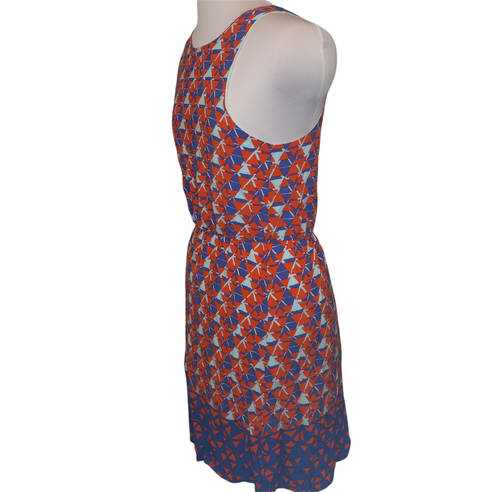 Everly Pink Geometric Sleeveless Keyhole Dress - Picture 2 of 6